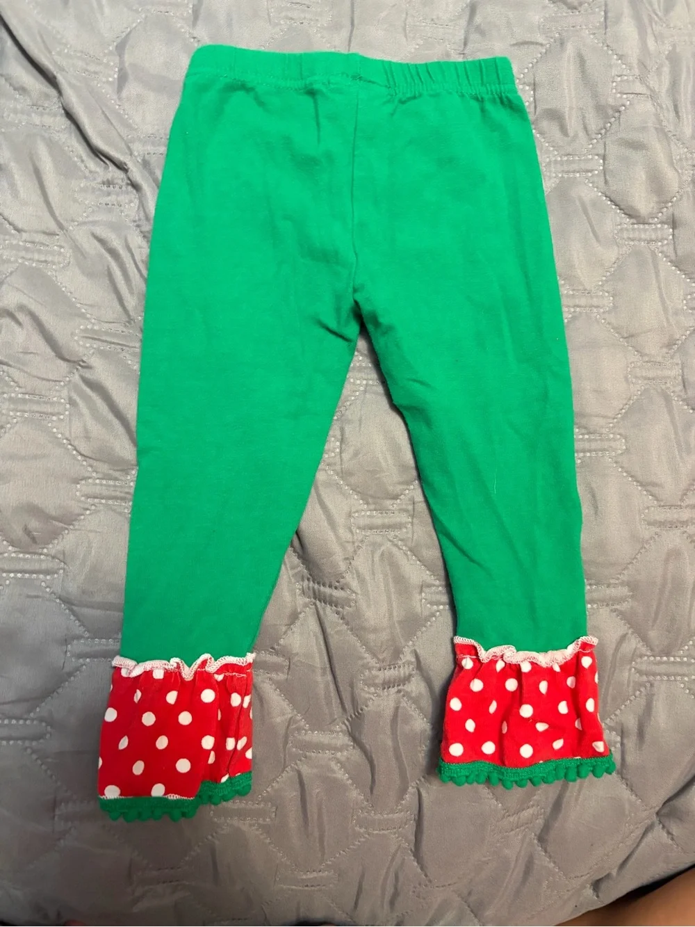 Nannette Red and White Polka Dot Reindeer Pajama Set with Green Trim